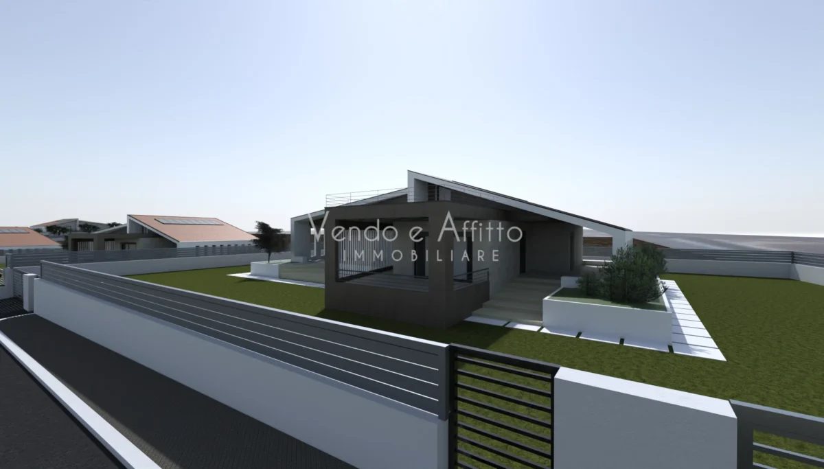 Villa con giardino di nuova costruzione